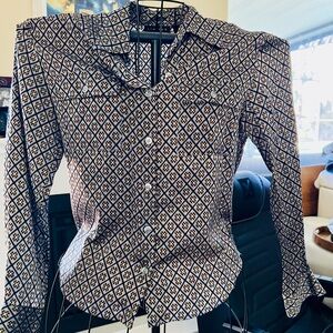 Vintage Geometric Silk Patterned Women's Top